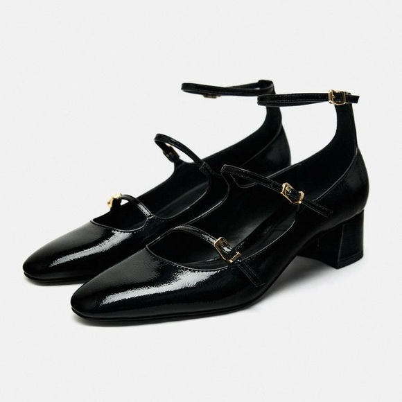 Zara black patent strappy maryjane heels - Picture 3 of 15